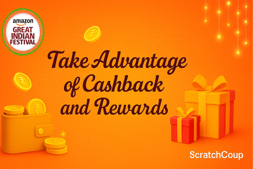 Wallet filled with money and credit cards showing cashback rewards and savings benefits.