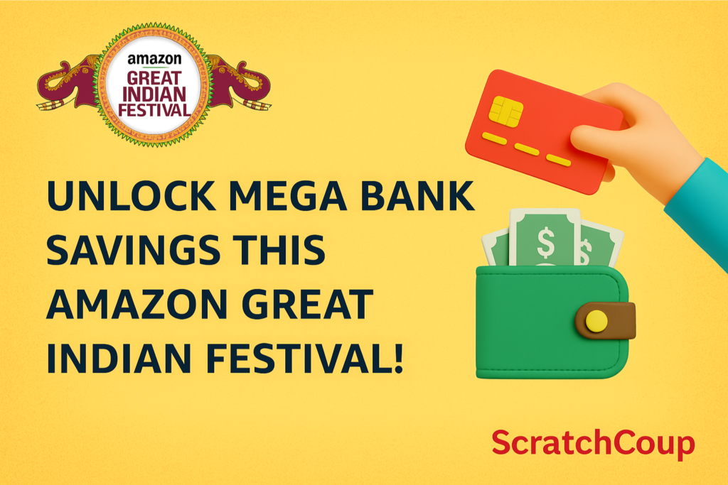 Stack of golden coins with a savings jar and bank building, symbolizing mega bank savings and financial deals.